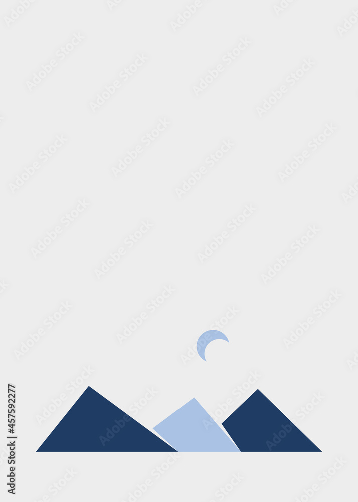 Geometric Mountains silhouette landscape art poster illustration Geometric Mountains silhouette landscape art poster illustration