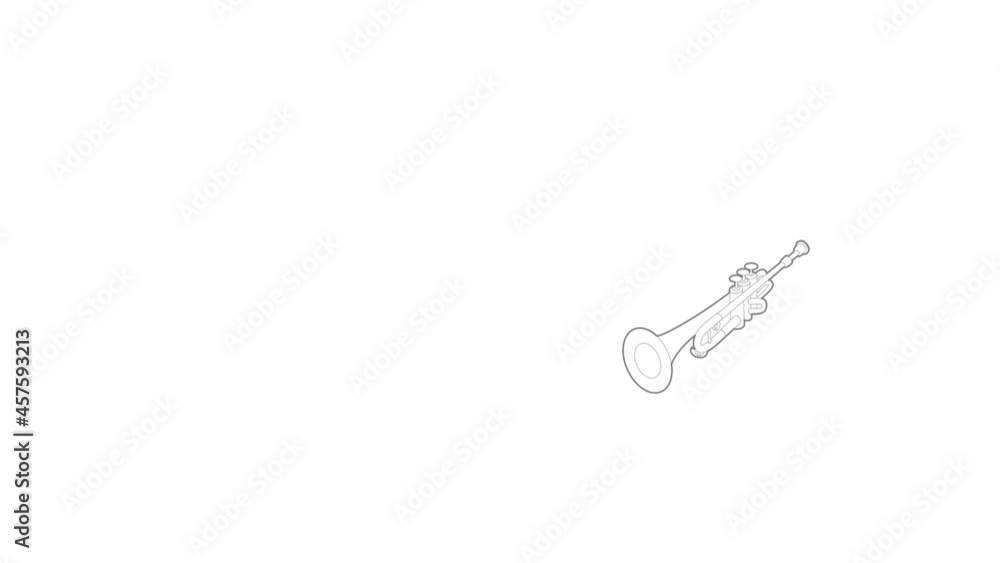 Trumpet icon animation best outline object on white background Trumpet icon animation best outline object on white background