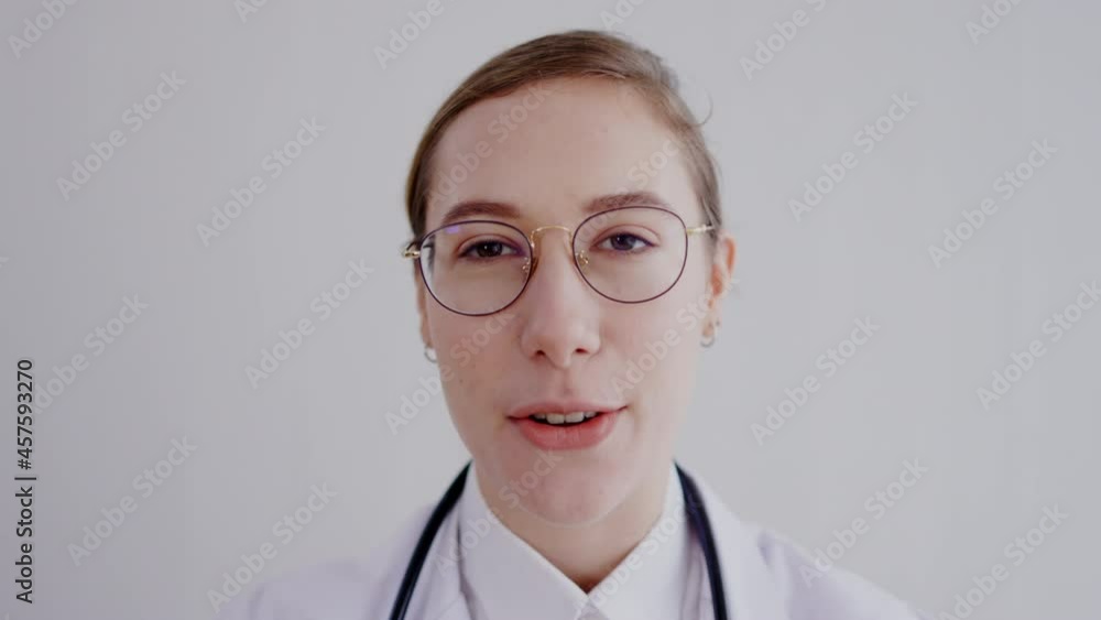 Caucasian Woman doctor talk on video call in online consultation with patients. Service Medical consult. physician team meeting. tele health and telemedicine concept. communication technology. Caucasian Woman doctor talk on video call in online consultation with patients. Service Medical consult. physician team meeting. tele health and telemedicine concept. communication technology.