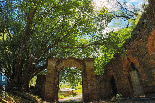 landscape of ruined house from the 18th century in the mountains of the Sierra de México Batopilas