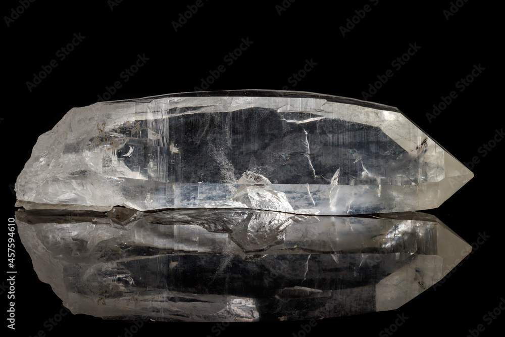 Fototapeta premium Macro mineral stone rhinestone on a black background