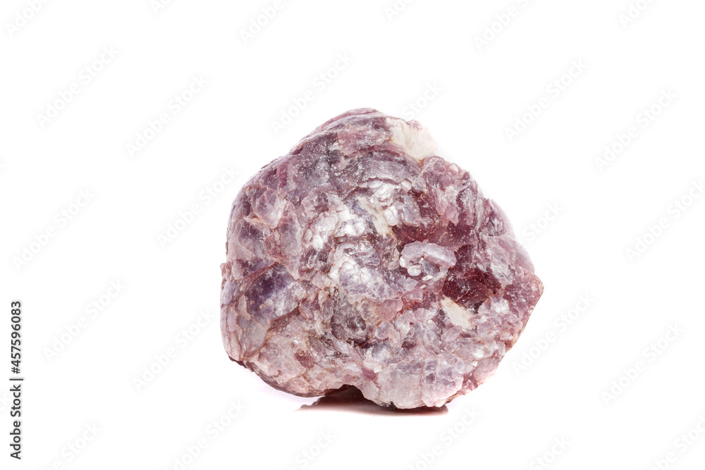 Macro mineral stone Lepidolite in the rock a white background Macro mineral stone Lepidolite in the rock a white background
