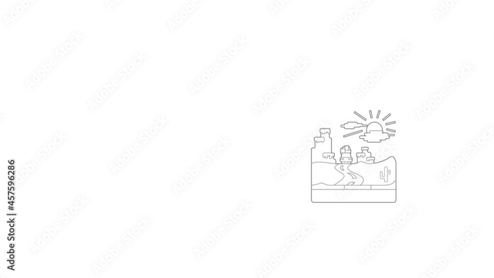 Travel by car in desert concept animation best outline object on white background Travel by car in desert concept animation best outline object on white background