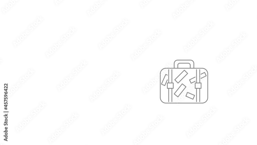 Travel suitcase icon animation best outline object on white background Travel suitcase icon animation best outline object on white background
