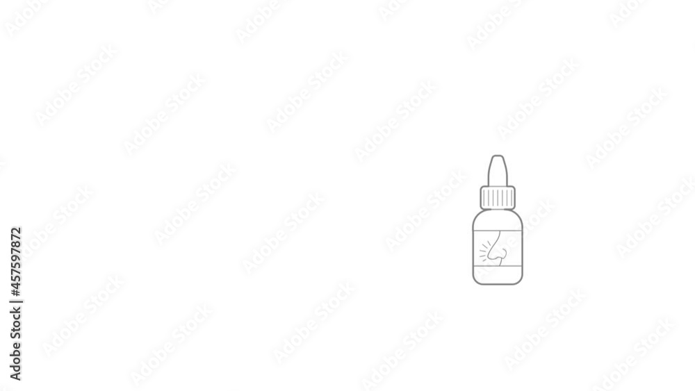 Nasal drops icon animation best outline object on white background Nasal drops icon animation best outline object on white background