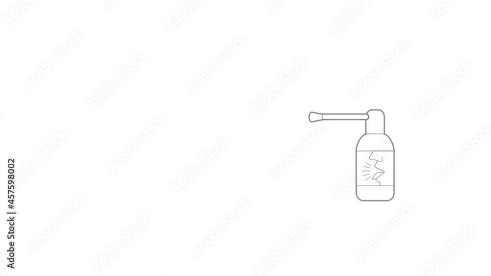 Spray for throat icon animation best outline object on white background Spray for throat icon animation best outline object on white background