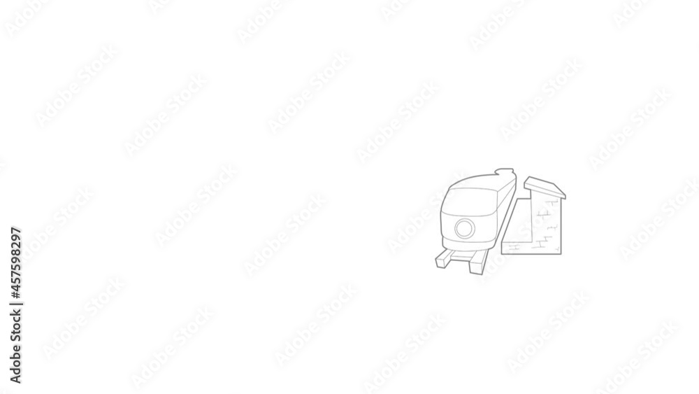 Train icon animation best outline object on white background Train icon animation best outline object on white background