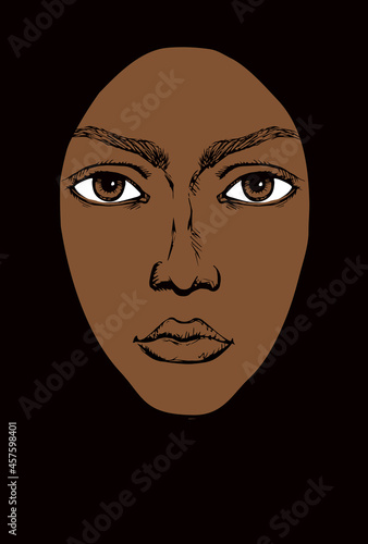 Woman face. Vector drawing icon