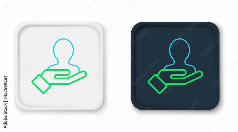 Line Hand for search a people icon isolated on white background. Recruitment or selection concept. Search for employees and job. Colorful outline concept. Vector Line Hand for search a people icon isolated on white background. Recruitment or selection concept. Search for employees and job. Colorful outline concept. Vector