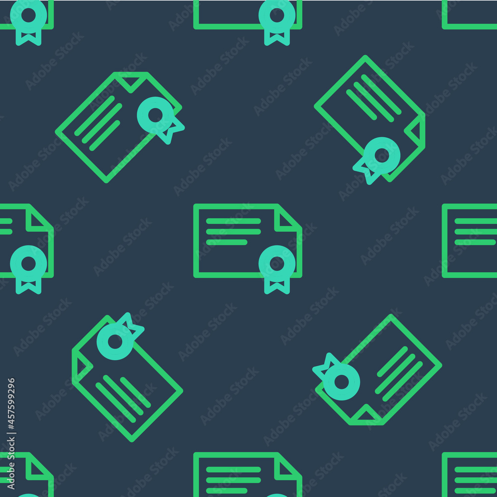 Line Certificate template icon isolated seamless pattern on blue background. Achievement, award, degree, grant, diploma concepts. Vector Line Certificate template icon isolated seamless pattern on blue background. Achievement, award, degree, grant, diploma concepts. Vector