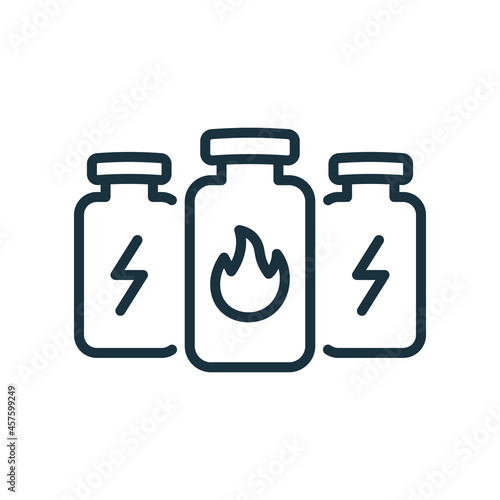 Sport Supplement for Energy Line Icon. Containers with Pills, Vitamin for Burn Calories Linear Pictogram. Plastic Bottles for Protein Outline Icon. Editable Stroke. Isolated Vector Illustration