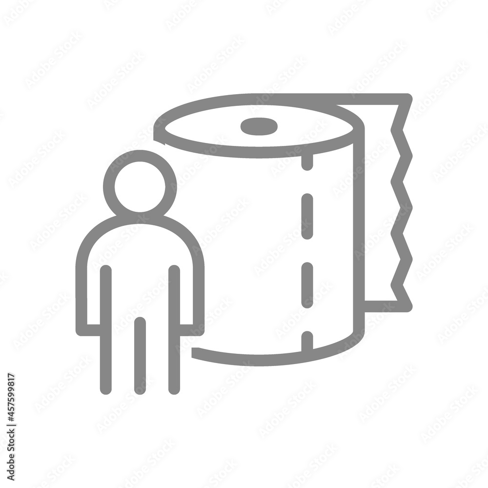 Paper towels and human line icon. Paper roll, napkins, wipes for intimate hygiene symbol Paper towels and human line icon. Paper roll, napkins, wipes for intimate hygiene symbol