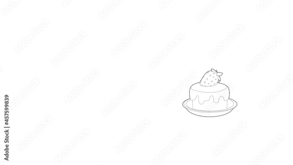 Cake icon animation best outline object on white background Cake icon animation best outline object on white background