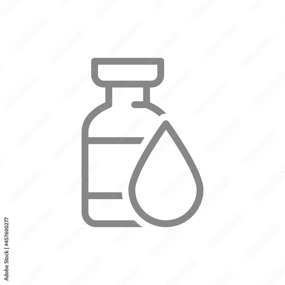 Medical ampoule with drop line icon. Vaccine, immunization, serum, collective immunity symbol Medical ampoule with drop line icon. Vaccine, immunization, serum, collective immunity symbol