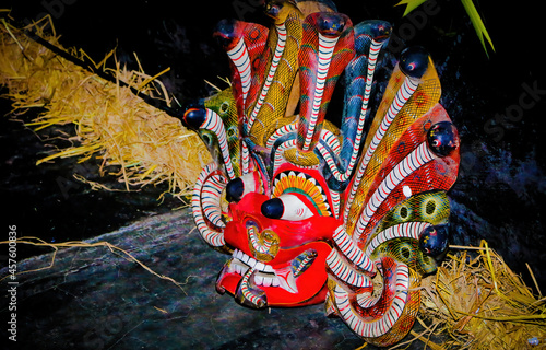 Traditional Devil Mask On Stage. Sri Lanka Traditional Yaka. Yaka Sri lanka. Yaka wesmunu photo