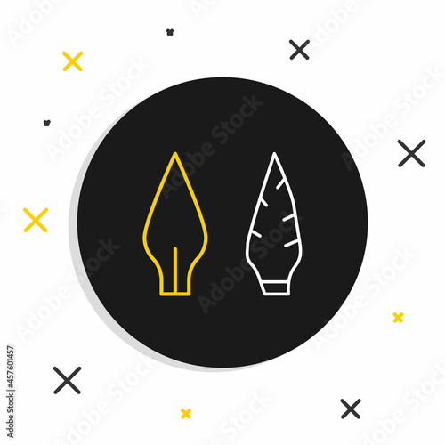 Line Stone age arrow head icon isolated on white background. Medieval weapon. Colorful outline concept. Vector
