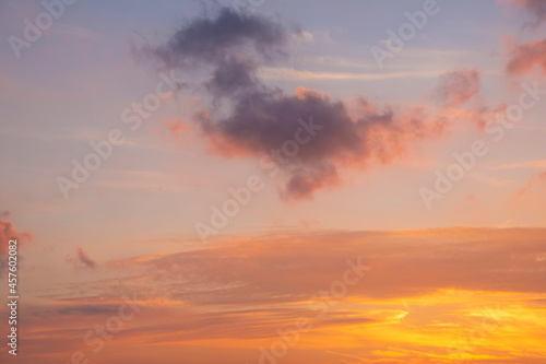 Beautiful colored cloudy evening sky. Sky with clouds at sunset. Abstract sky background.