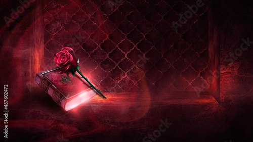 Fantasy magic dark red back...