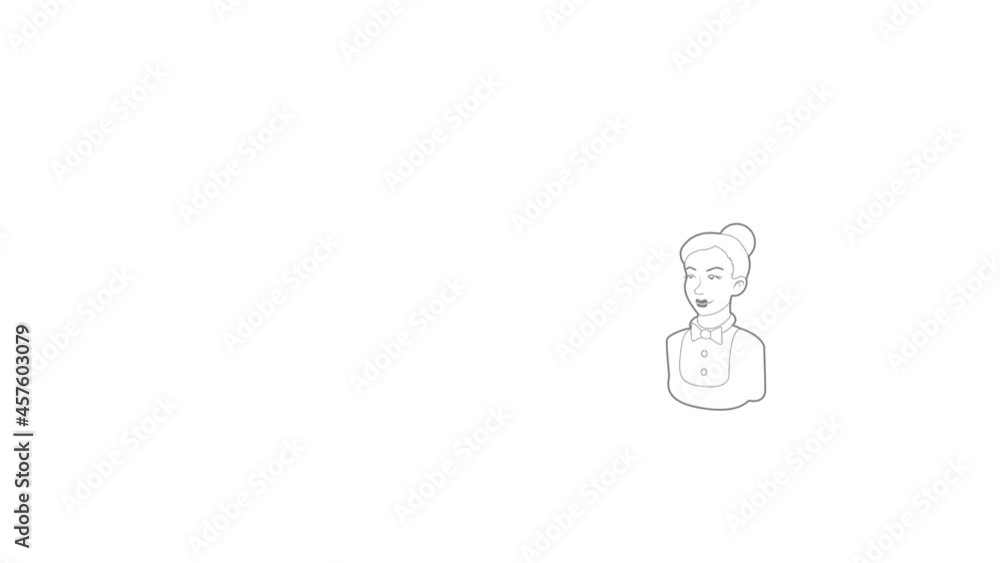 Maid icon animation best outline object on white background Maid icon animation best outline object on white background