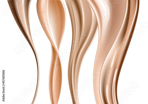 Realistic foundation creamy texture for beauty products ad, 3d effect. Foundation liquid design