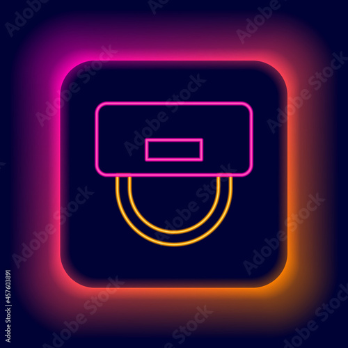 Glowing neon line Bellboy hat icon isolated on black background. Hotel resort service symbol. Colorful outline concept. Vector