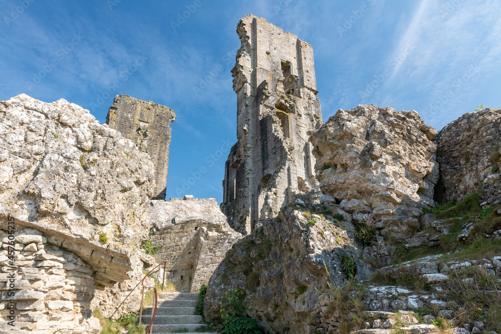 The ruins of Corfe castle in Dorset