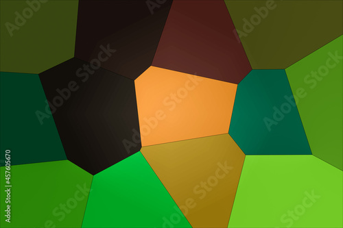 Glowing orange piece of glass among green and brown ones