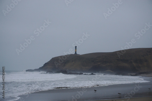 Lone lighthouse on the beach. Supe - Peru