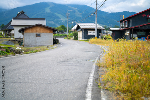 長野県北安曇郡白馬村にある白馬駅周辺の風景 Scenery around Hakuba Station in Hakuba Village, Kita-Azumi-gun, Nagano Prefecture.
