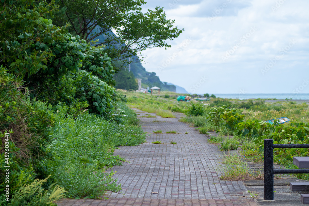 新潟県糸魚川市にあるラベンダービーチ周辺の風景 Scenery around Lavender Beach in Itoigawa City, Niigata Prefecture.