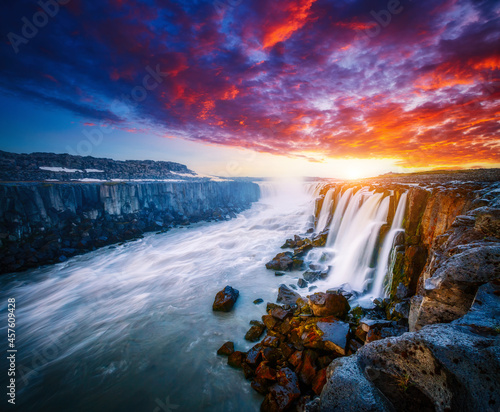 Breathtaking view of the grand Selfoss cascade. Iceland, Europe. © Leonid Tit