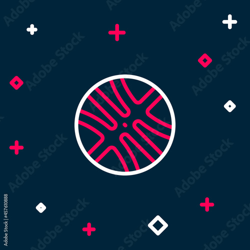 Line Basketball ball icon isolated on blue background. Sport symbol. Colorful outline concept. Vector