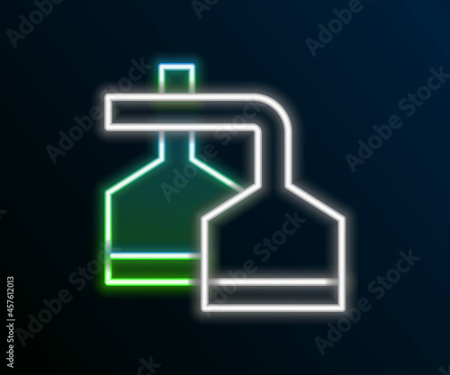 Glowing neon line Traditional brewing vessels in brewery icon isolated on black background. Beer brewing process. Distillery plant, brewery. Colorful outline concept. Vector