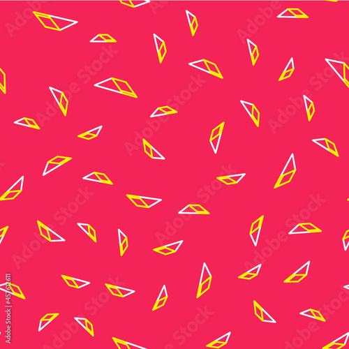 Line Skate park icon isolated seamless pattern on red background. Set of ramp, roller, stairs for a skatepark. Extreme sport. Vector