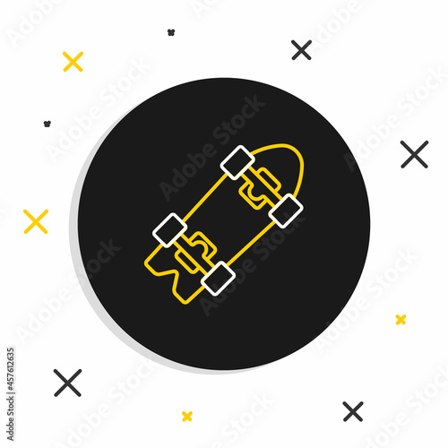 Line Longboard or skateboard cruiser icon isolated on white background. Extreme sport. Sport equipment. Colorful outline concept. Vector