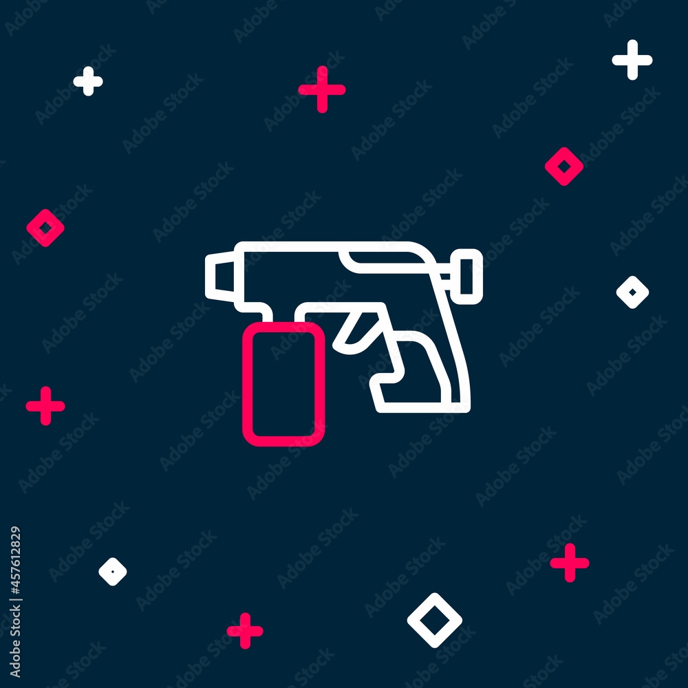 Line Paint spray gun icon isolated on blue background. Colorful outline concept. Vector Line Paint spray gun icon isolated on blue background. Colorful outline concept. Vector