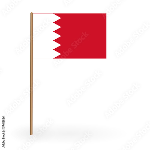 National Red and white flag of the Kingdom of Bahrain. Banner on a flagpole. Vector Illustration. EPS10