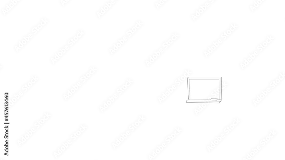 Blackboard with chalk icon animation best outline object on white background Blackboard with chalk icon animation best outline object on white background