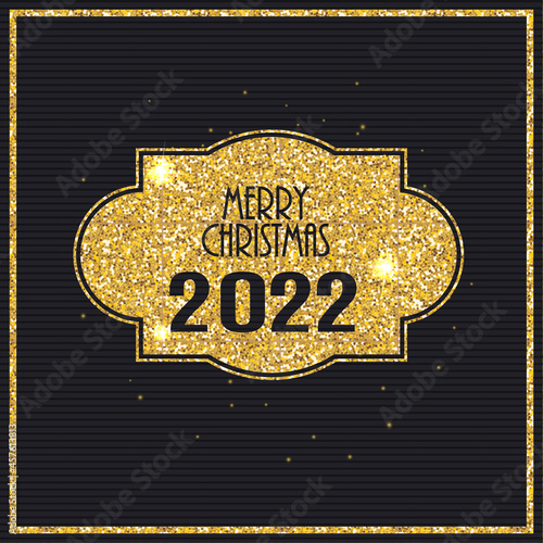 2022 Happy New Year Gold Glossy Background. Vector Illustration. EPS10