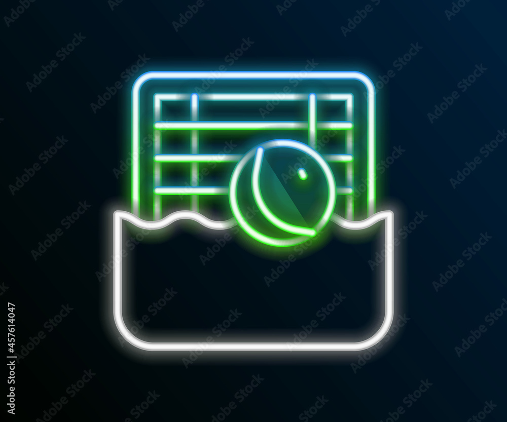 Glowing neon line Water polo icon isolated on black background. Colorful outline concept. Vector Glowing neon line Water polo icon isolated on black background. Colorful outline concept. Vector
