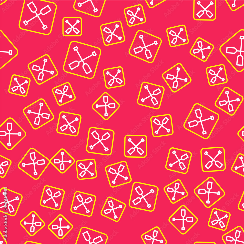 Line Paddle icon isolated seamless pattern on red background. Paddle boat oars. Vector Line Paddle icon isolated seamless pattern on red background. Paddle boat oars. Vector