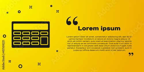 Black Calculator icon isolated on yellow background. Accounting symbol. Business calculations mathematics education and finance. Vector