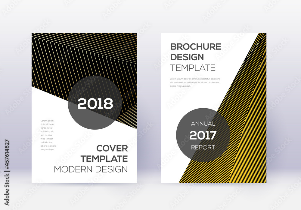 Modern cover design template set. Gold abstract li - obrazy, fototapety, plakaty 