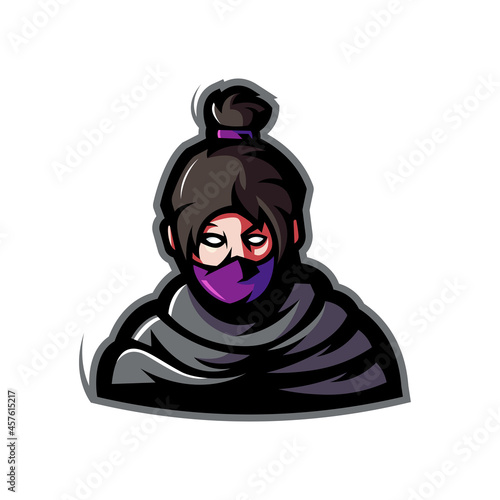 Ninja wraith apex gaming mascot logo design illustration vector isolated on white background