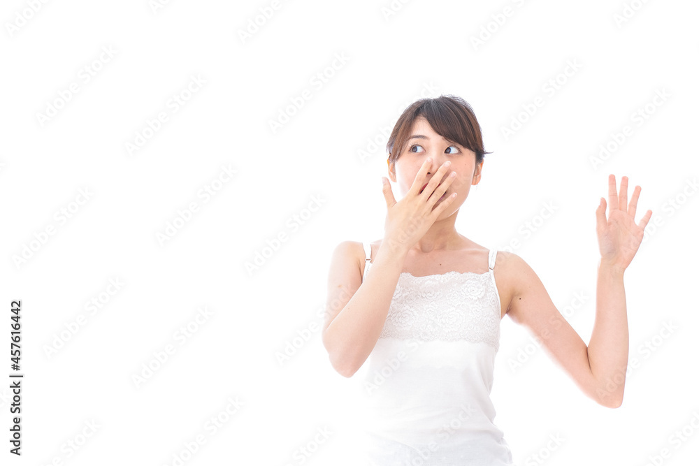 驚く若い女性 驚く若い女性