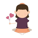 Isolated cartoon of a woman with a heart