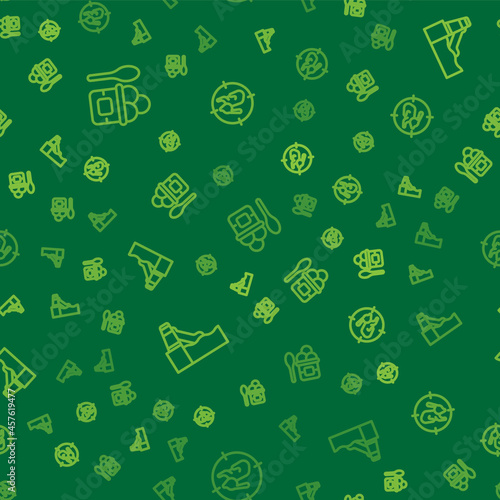 Set line Ice cream in bowl, Water slide and Hunt on rabbit with crosshairs on seamless pattern. Vector