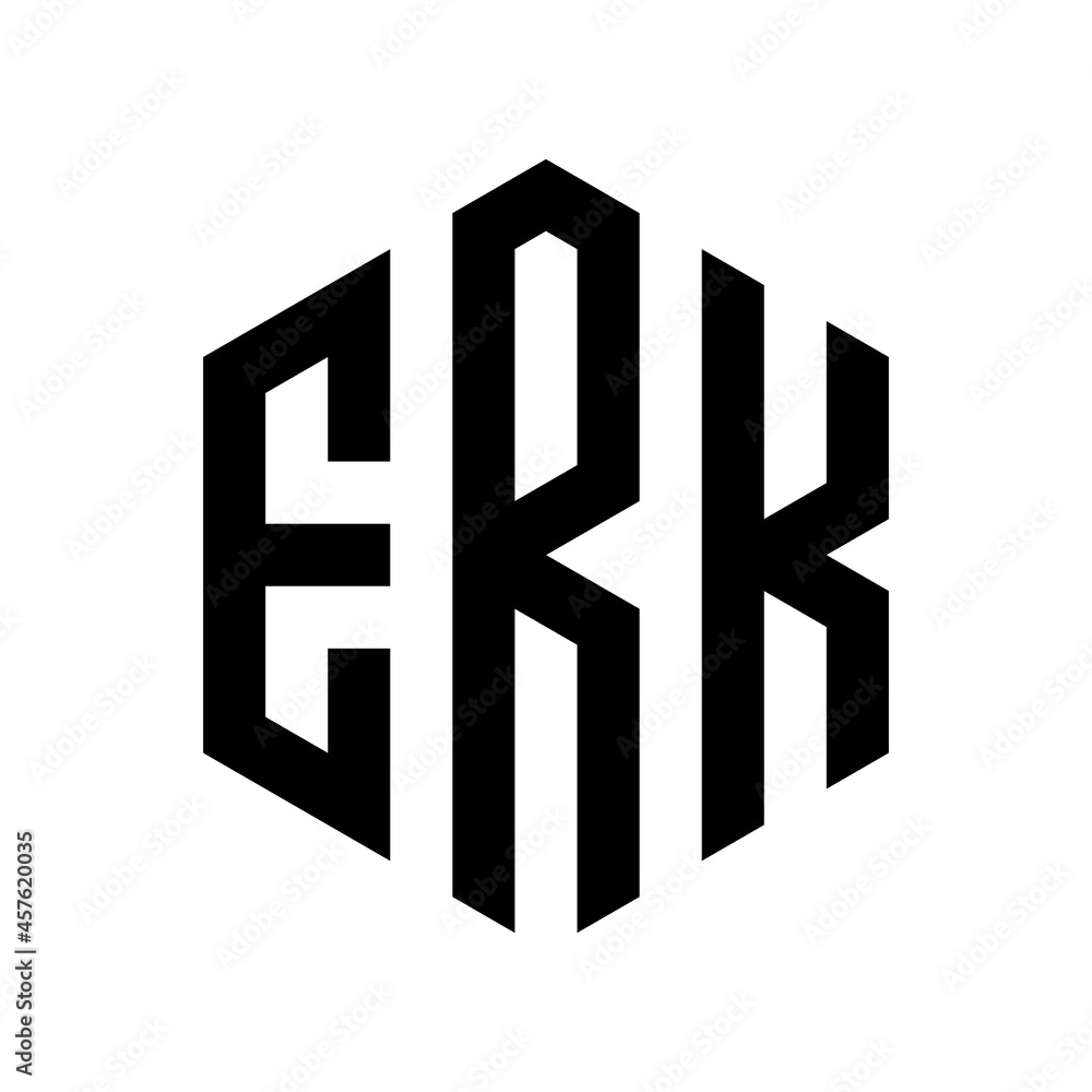 ERK Initial three letter logo hexagon ERK Initial three letter logo hexagon