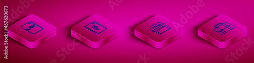 Set Isometric line Law book, , Jurors and Briefcase icon. Vector