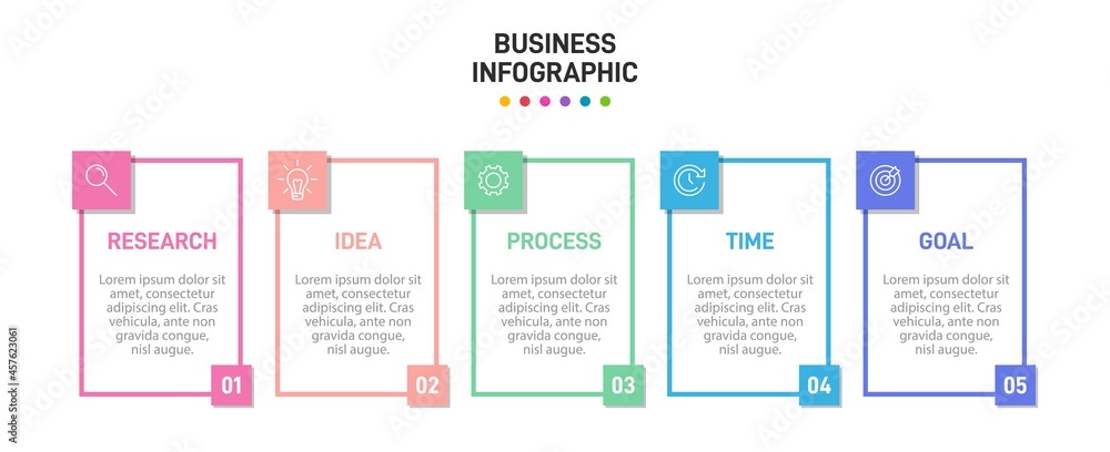 Infographic design with icons and 5 options or steps. Thin line vector. Infographics business concept. Can be used for info graphics, flow charts, presentations, web sites, banners, printed materials.